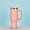 Cold Drink Cup With Handle And Straw, Stainless Steel Flat Bottom Cup With Handle