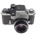 Chrome nikon f 35mm film slr camera photomic meter nikkor-h 1:2 f=50mm kogaku lens