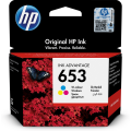 HP 653 Ink Advantage Cyan Magenta Yellow Standard Yield Printer Cartridge Original 3YM74AE Single...