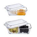 Glass Butter Dish Food Storage Containers- Double Compartment