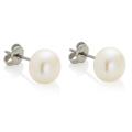 reshwater Pearl White gold plated Stud Earrings