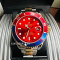 Retail: R2,499.00 TEVISE ® Men`s TRIBUTE AUTOMATIC CRIMSON RED Dial Watch BRAND NEW