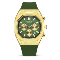 Retail: R1,499.00 MEGIR Men`s Oaki Chronograph Gold / Green Watch BRAND NEW