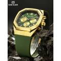 Retail: R1,499.00 MEGIR Men`s Oaki Chronograph Gold / Green Watch BRAND NEW