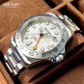 Retail: R2,499.00 MEGIR PREMIUM Men GMT Date 43mm Stainless Steel Silver Oyster Bracelet Watch