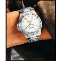 Retail: R2,499.00 MEGIR PREMIUM Men GMT Date 43mm Stainless Steel Silver Oyster Bracelet Watch