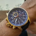 look!! Invicta Mens Russian Lefty 18k Gold Plated Aviator Chronograph Horizon Blue Watch