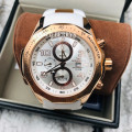 Retail: R14,500.00 Aquaswiss Men's TRAX II with 18K Rose Gold Plating and White Silicone Band
