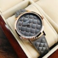 Retail: R5,499.00 STUHRLING ORIGINAL® Women's NOIR TUFFTED LEATHER Rose gold pl Watch BRAND NEW