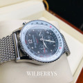 Retail: £775/ R12,975.00 Krug-Baumen Mens Air Traveller Diamond Milanese Steel Chornograph Watch