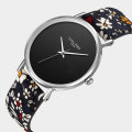 Tom & Fred London Women's Swiss Slim 3mm "Sharman" Floral Leather Watch **Brand new**