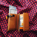 *the speed wallet* TOM and FRED London® LIGHT BROWN `Freddy` Genuine British Leather Pocket Wallet