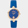 VERSACE Women's VERSUS V-Versus Blue/Gold Leather Strap Watch BRAND NEW IN BOX + PAPERS