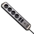 Brennenstuhl Estilo Corner Extension Socket USB Stainless Steel 6-way (1153590610)