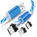 WorldCart Magnetic LED USB Fast 3A Charging Cable - Blue