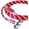 WorldCart Magnetic LED USB Fast 3A Charging Cable - Red