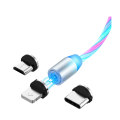 WorldCart Magnetic LED USB Fast 3A Charging Cable - Multi-Colour