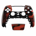 PS5 Dualsense Controller Front Shell With Touchpad Glossy Red Black Camouflage