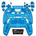 PS5 Dualsense Controller Top and Bottom Shell with Trim and a Button Set Clear Blue