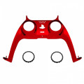 PS5 Dualsense Controller Plastic Trim with Accent Rings Glossy Chrome Red