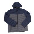 Fathers Day Gift Two Tone Puffer Mens Hooded Down Jacket With Free Gift- Navy/grey
