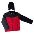 Fathers Day Gift Two Tone Puffer Mens Hooded Down Jacket With Free Gift- Red/Black