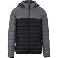 Fathers Day Gift Two Tone Puffer Mens Hooded Down Jacket With Free Gift- Black/Grey