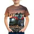 3D Truck Print Kid's T-shirt, Casual Short Sleeve Top