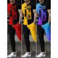 Believe In Yourself Print, Men's 2Pcs Color Block Outfits