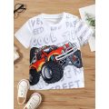Boys Off-road Vehicle Graphic Short Sleeves Round Neck T-shirt