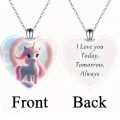 Exquisite Unicorn Heart-Shaped Crystal Pendant Necklace