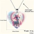 Exquisite Unicorn Heart-Shaped Crystal Pendant Necklace