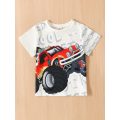 Off-road Vehicle And Letter Pattern T-shirt