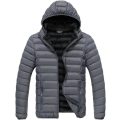 Fathers Day Gift Puffer Mens Hooded Down Jacket With Free Gift- Grey
