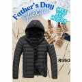 Fathers Day Gift Puffer Mens Hooded Down Jacket With Free Gift- Black