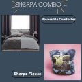 5 Piece Reversible Diamante Shape Bedding Combo - Grey Plus (Free) Sherpa Fleece