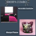 5 Piece Reversible Diamante Shape Bedding Combo - Grey Plus (Free) Sherpa Fleece