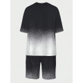 Skull Print Gradient Crew Neck T-Shirt And Shorts Two-Piece Set-Men