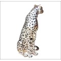 Cheetah Sitting - silver & black (Life-size)