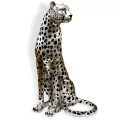 Cheetah Sitting - silver & black (Life-size)