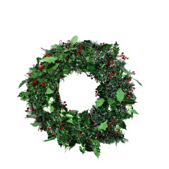 "Christmas Wreath - Christmas Decorations - Tinsel - Green - 38cm - 4 Pack"