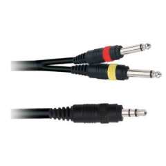 2 Meter Male Stereo 3.5mm Jack to 6.35mm Jack x 2 - 3.5mm Y Splitter Cable