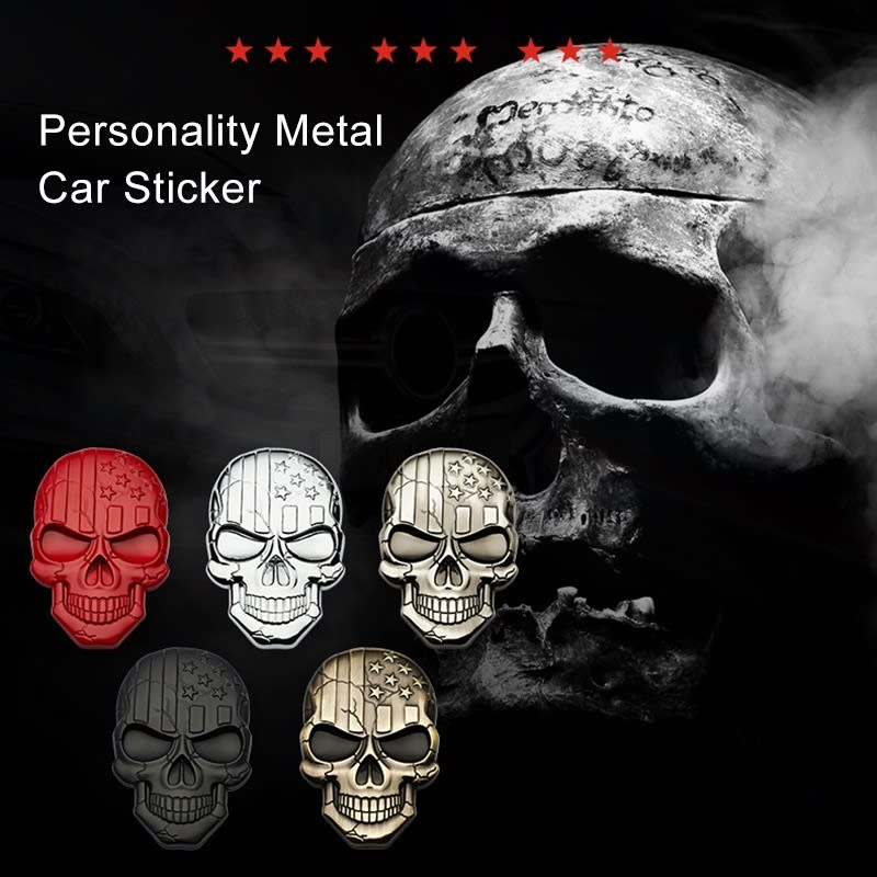 Three-dimensional Devil Skull Metal Plating Car Sticker (Black)