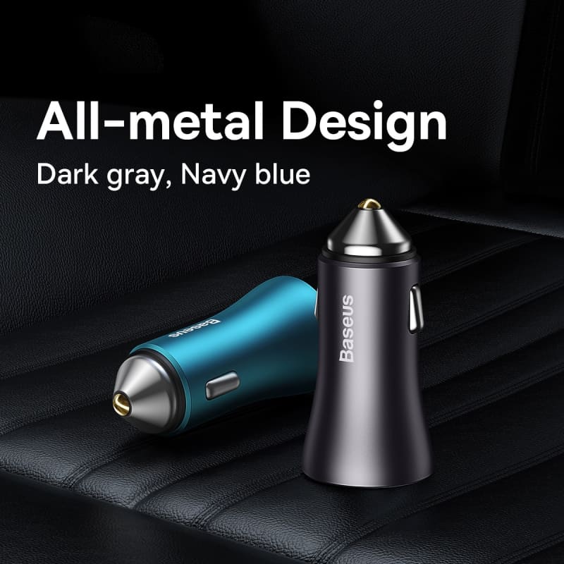 Baseus CCJDZ-MU 60W Dual USB Fast Charging Car Charger(Dark Grey)