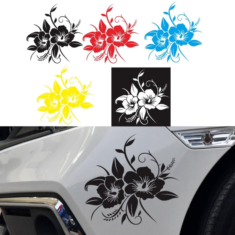 D-798 Flowers Bloom Pattern Car Modified Decorative Sticker(Blue)