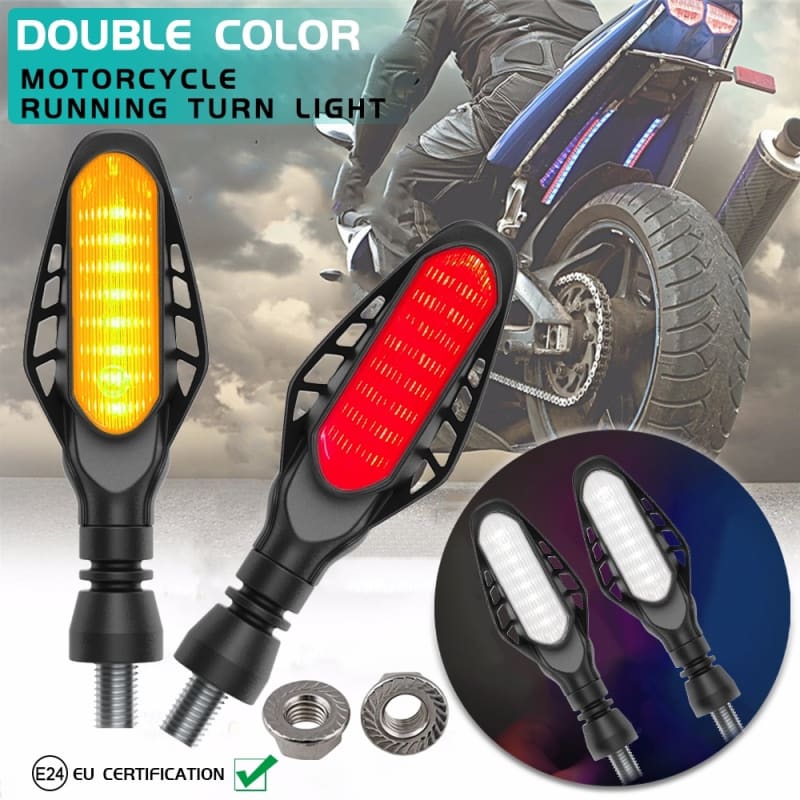 4 PCS Modified Motorcycle 16LEDs Brake Turn Tail Light, Smoked Shell(White Light + Yellow Light)