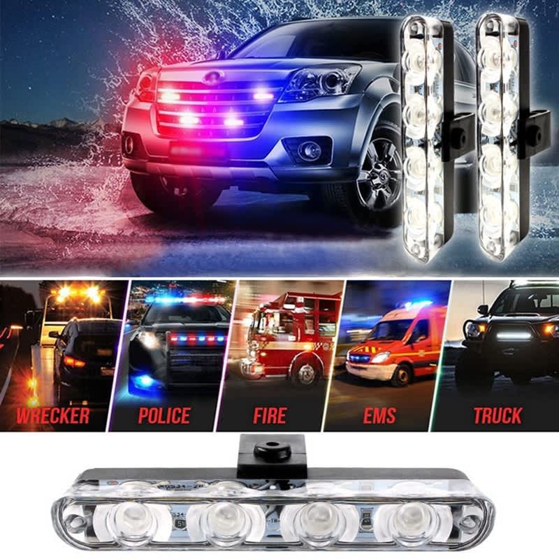 4 in 1 Car 16LEDs Grille Flash Lights Warning Lights with Wireless Remote Control(White Yellow)