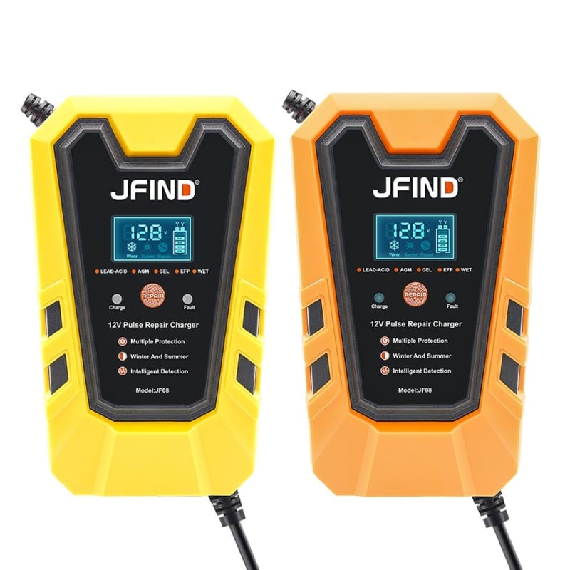 JFIND JF08 12V Mini Car Battery Charger Battery Restoration Instrument(EU Plug Orange)