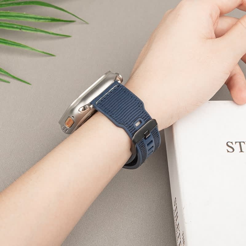 For Apple Watch 38mm Hybrid Braid Nylon Silicone Watch Band(Grey)