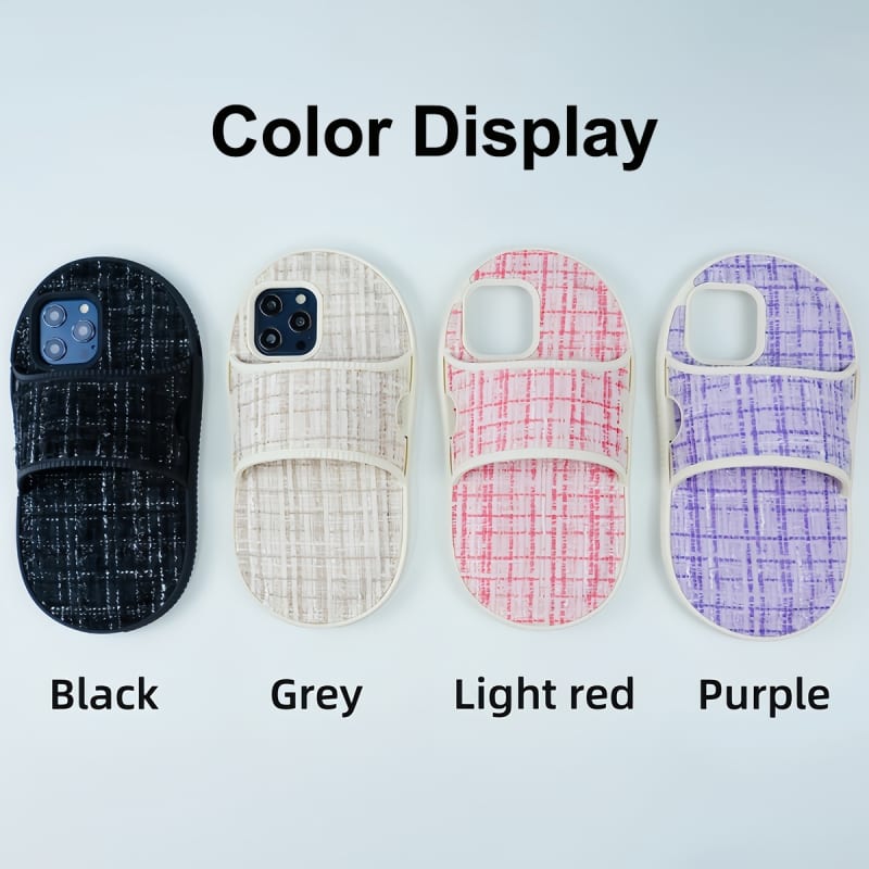 For iPhone 15 Pro Max Creative Flannel Slipper Design TPU Phone Case(Black)